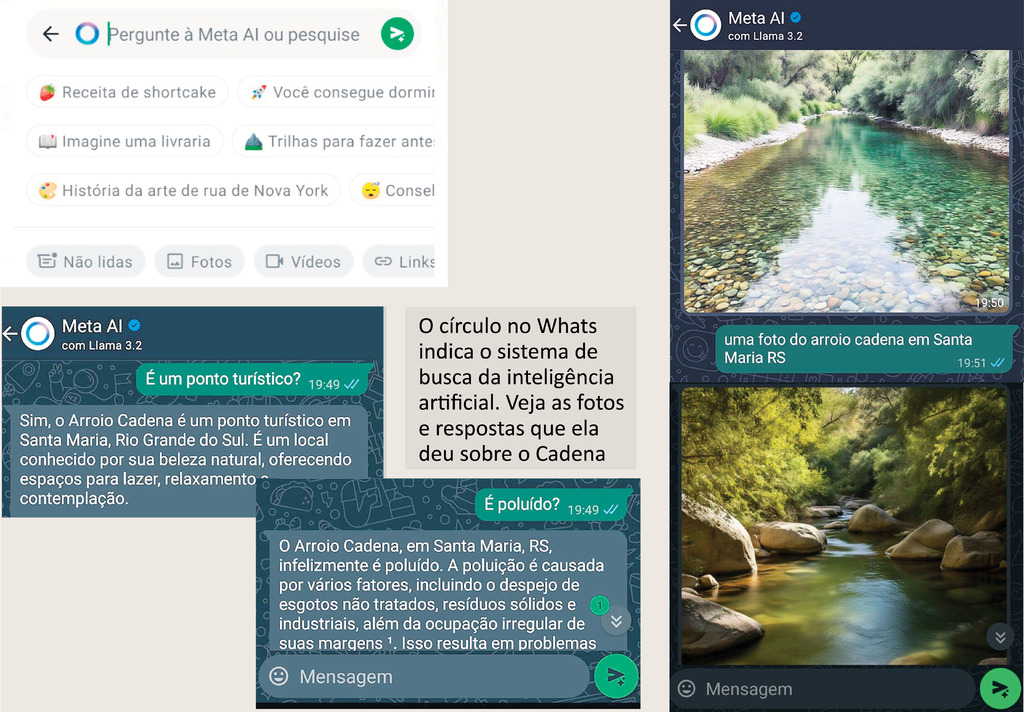 A “inteligência” artificial do WhatsApp mostra um Arroio Cadena com água cristalina