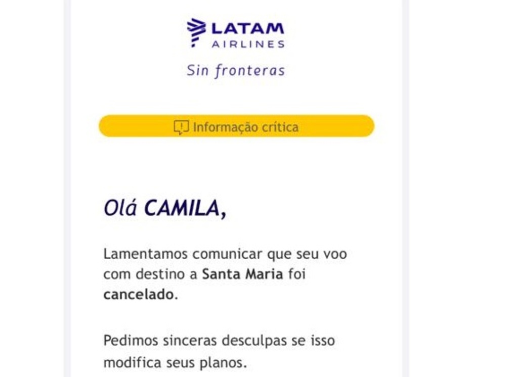 Voo de Santa Maria a Guarulhos é cancelado. Veja como ficam dias e horários para Campinas, Porto Alegre e Florianópolis