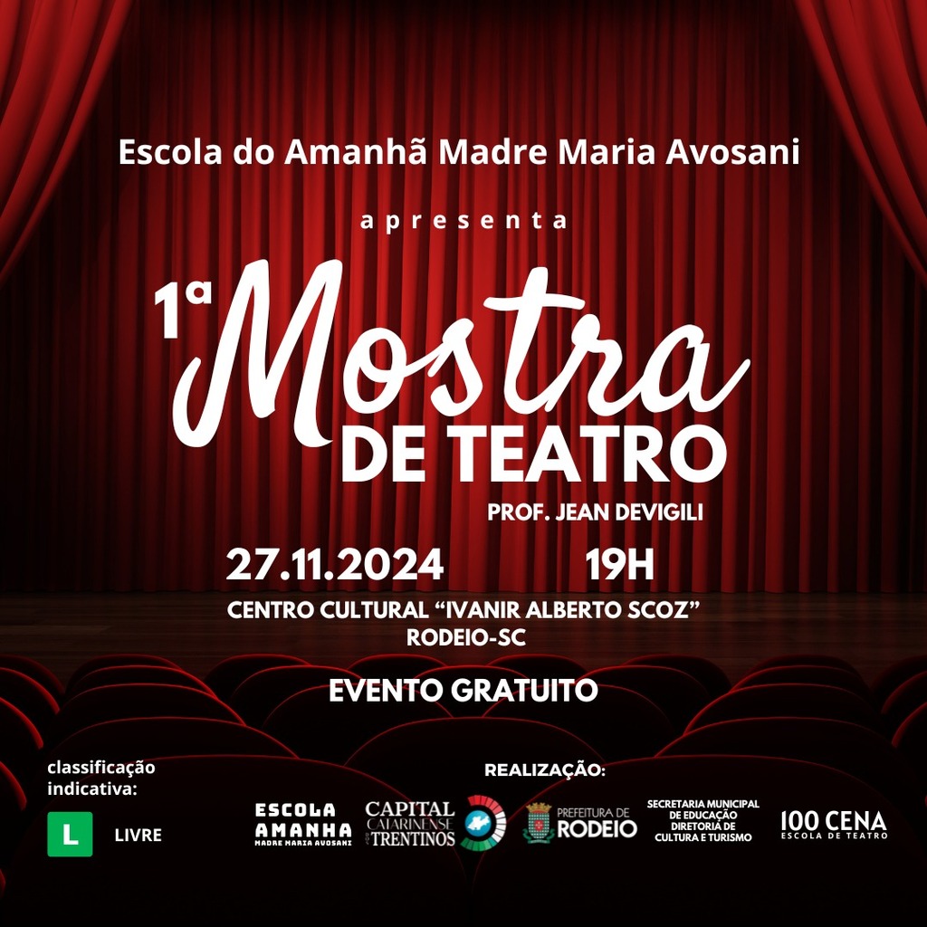 PRESTIGIE A PRIMEIRA MOSTRA DE TEATRO DA PREFEITURA DE RODEIO
