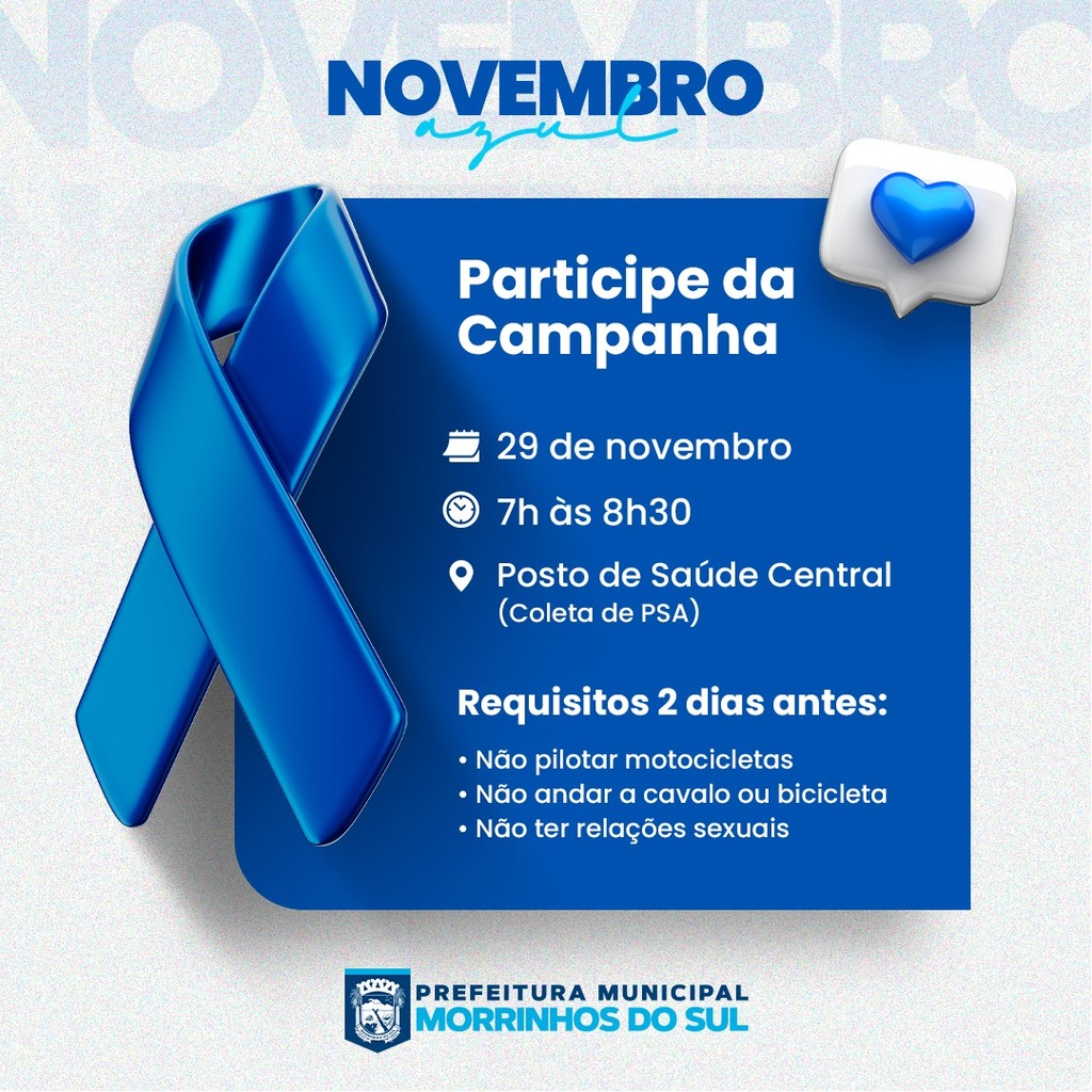 PREFEITURA DE MORRINHOS DO SUL PROMOVE AÇÃO PREVENTIVA NO NOVEMBRO AZUL
