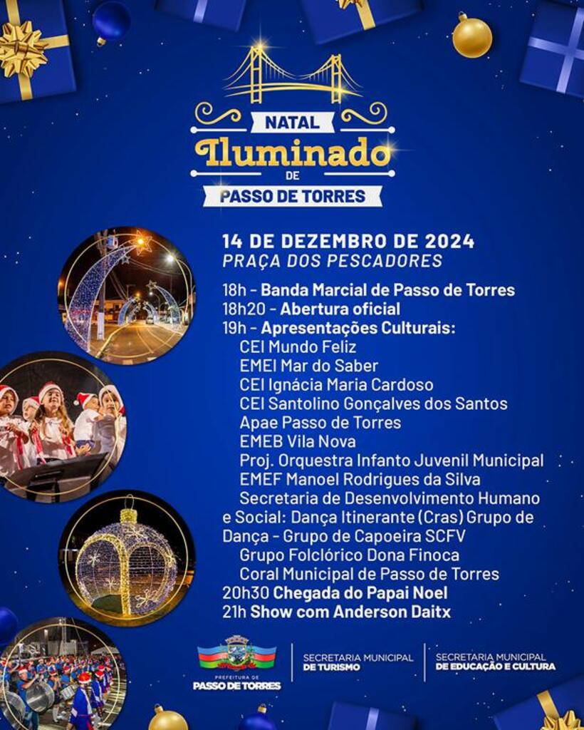 ADMINISTRAÇÃO MUNICIPAL DE PASSO DE TORRES REALIZA NESTE SÁBADO (14) MAIS UM NATAL ILUMINADO
