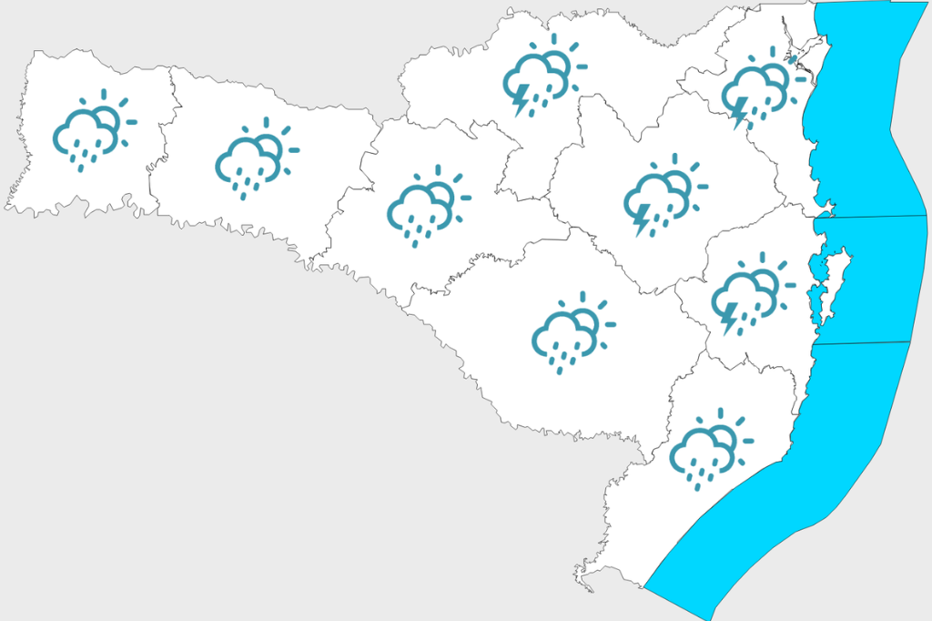 Imagem divulgação DCSC - Sol, chuva e calor; tempo segue instável em SC