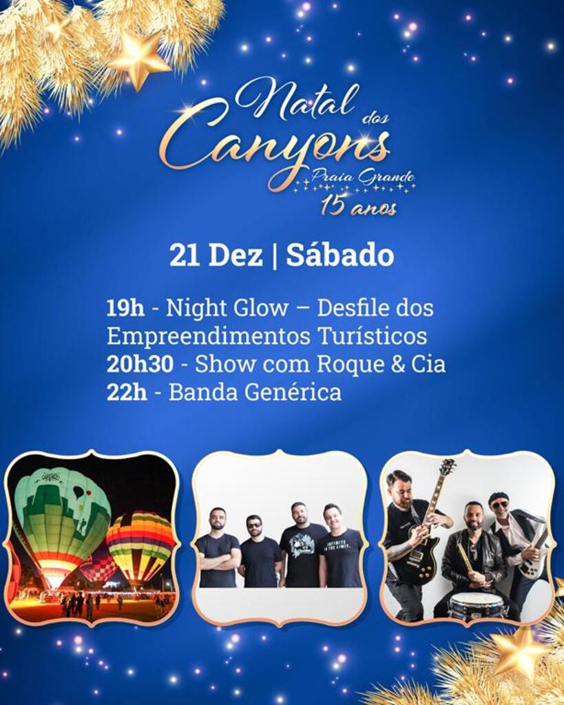 15º NATAL DOS CANYONS DE PRAIA GRANDE TERÁ NO DOMINGO (22) SHOW NACIONAL COM HUGO & TIAGO
