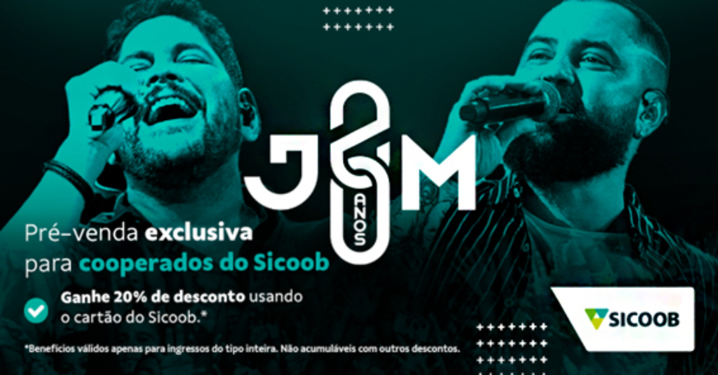 Cooperados com cartões Sicoob têm acesso exclusivo à pré-venda da turnê de 20 anos de carreira da dupla Jorge & Mateus