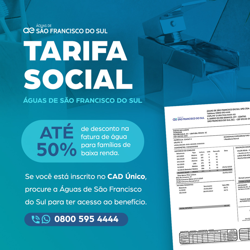 Famílias em situação de vulnerabilidade podem usufruir da Tarifa Social