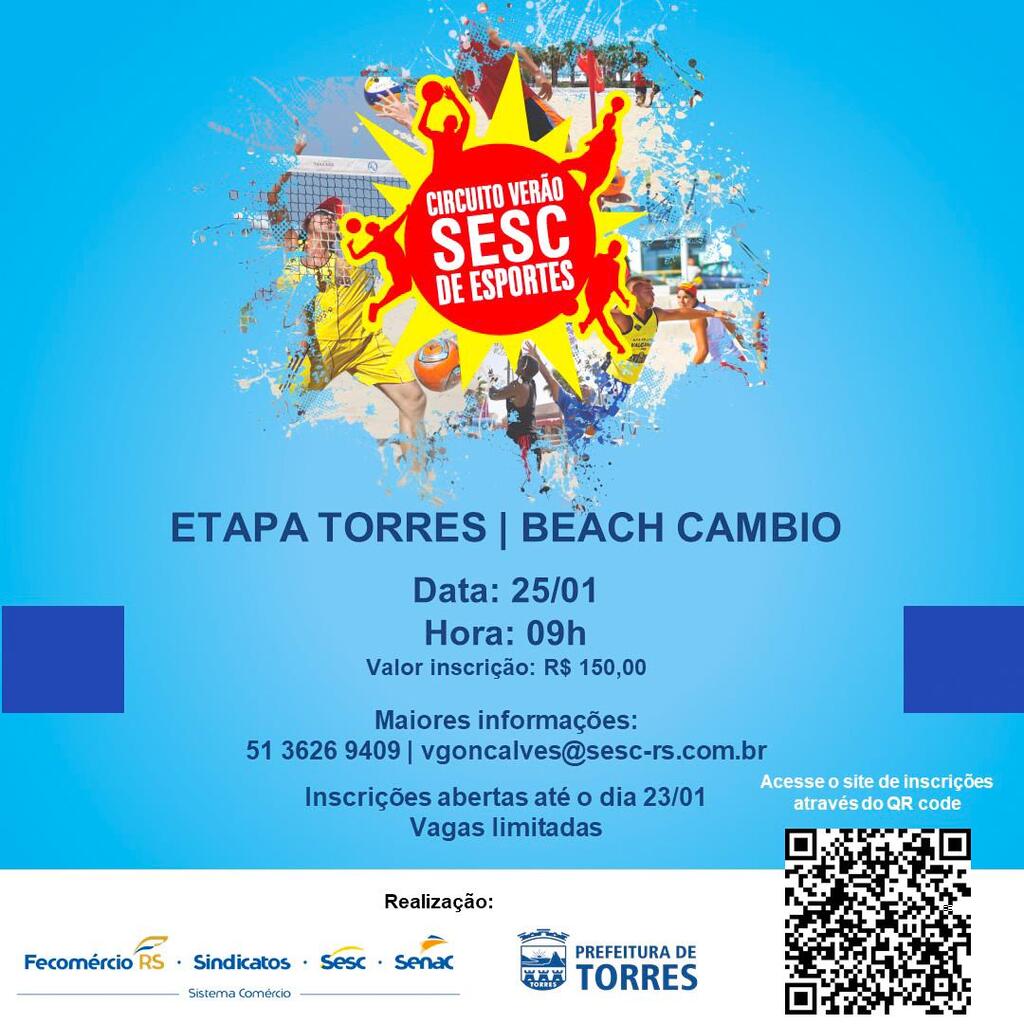 CIRCUITO VERÃO SESC DE ESPORTES 2025 COMEÇA  NO MUNICÍPIO DE TORRES NESTA SEXTA-FEIRA (25)