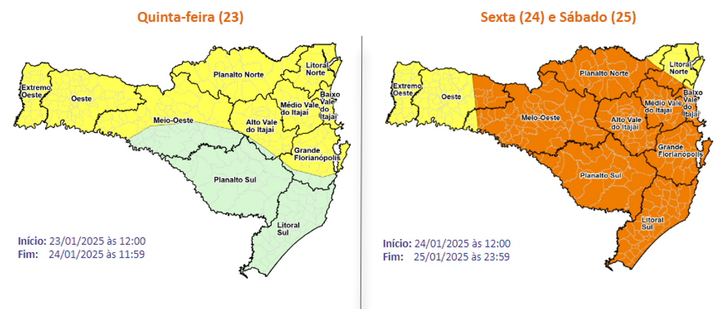 Veja o que diz o novo alerta de temporais em SC entre sexta e sábado