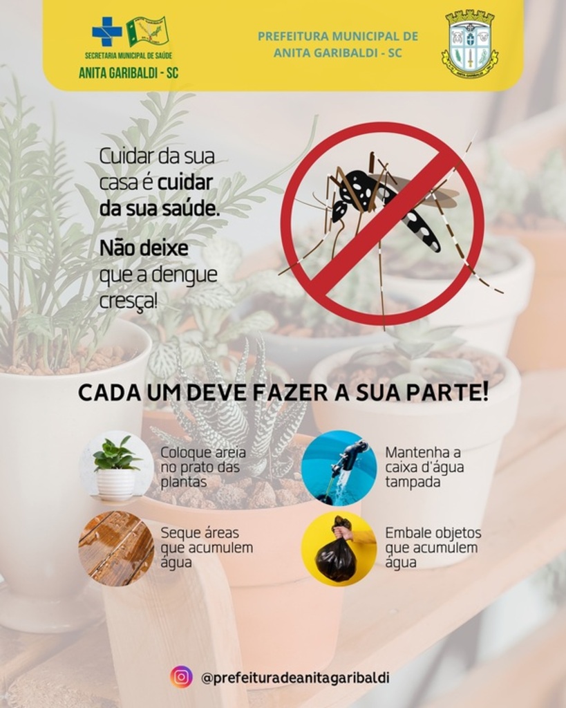 Segundo foco de larvas do mosquito da dengue é encontrado em Anita Garibaldi