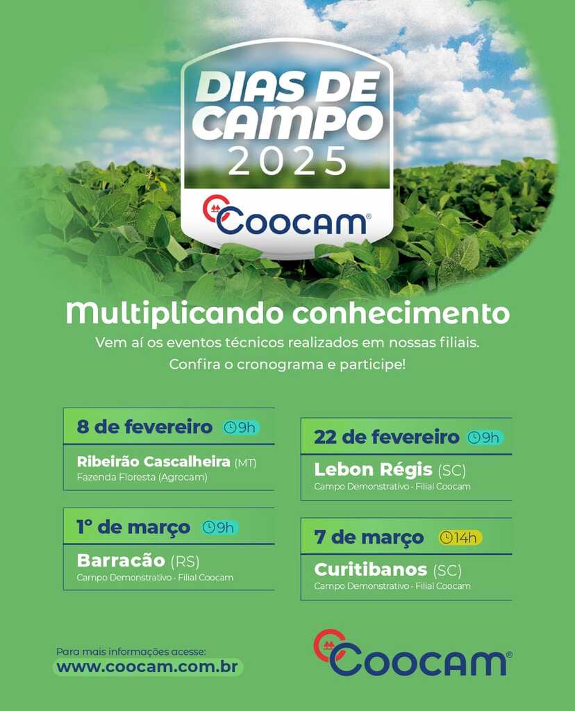 Dias de campo Coocam inicia neste sábado