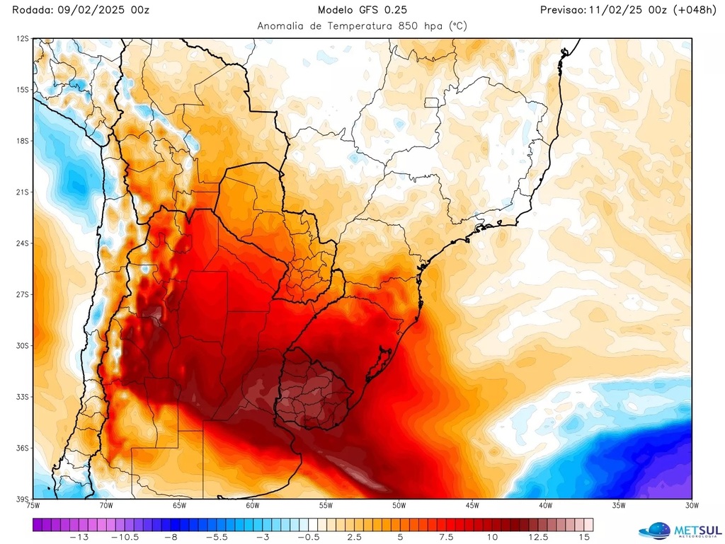 MetSul Meteorologia - Mapa mostra anomalia da temperatura