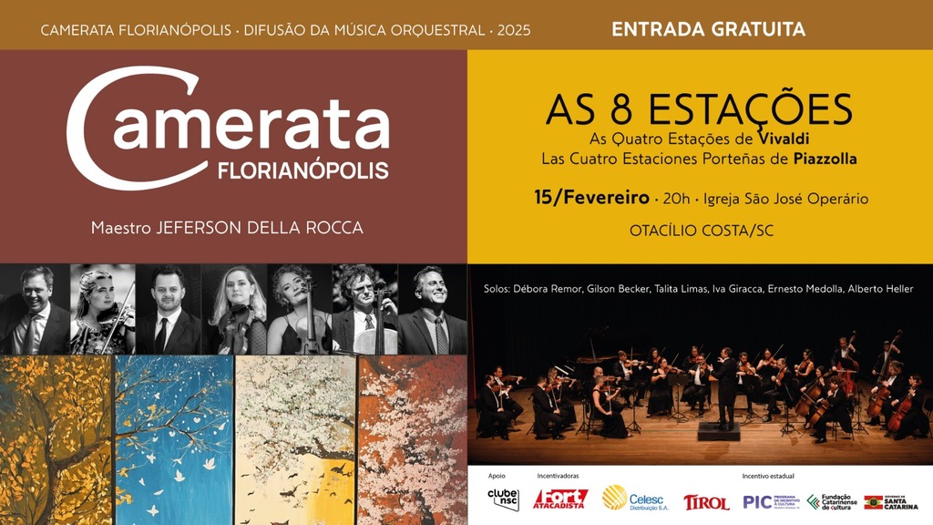 Camerata Florianópolis se apresenta em Otacílio Costa neste sábado, 15.