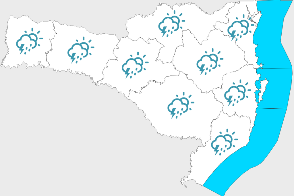 Imagem divulgação Defesa Civil de Santa Catarina - Litoral Sul de SC terá temporais, calor intenso e mar agitado nos próximos dias